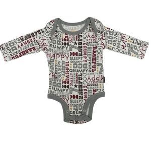 Disney Onesie Dwarf Names Snow White & the Seven Dwarfs Infant/Baby Size 0-3 mo.